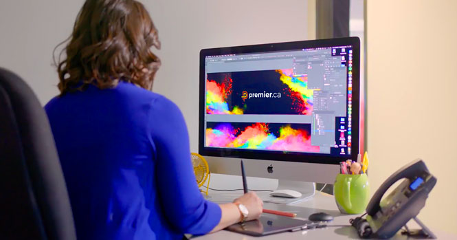 Premier.ca artist works on ensuring customer files are up to spec. Premier.ca's double check all incoming art files to ensure a quality result.