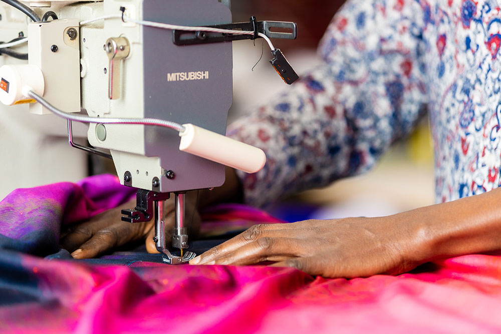 Custom apparel being sewn by Premier.ca Premier manufactures custom dye sublimated apparel in Winnipeg, Manitoba, Canada.